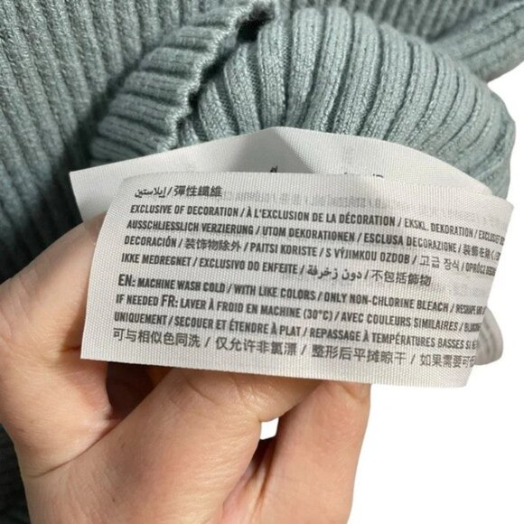 Abercrombie & Fitch Bodycon Ribbed Sweater Cut Out Midi Dress in Teal Size SP - Picture 5 of 6